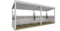 Struttura esterna con frangisole per copertura dehor plateatico di bar o ristoranti - render progetto